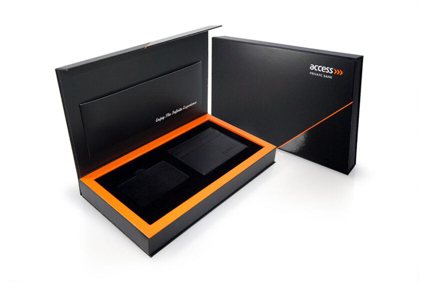 black presentation boxes