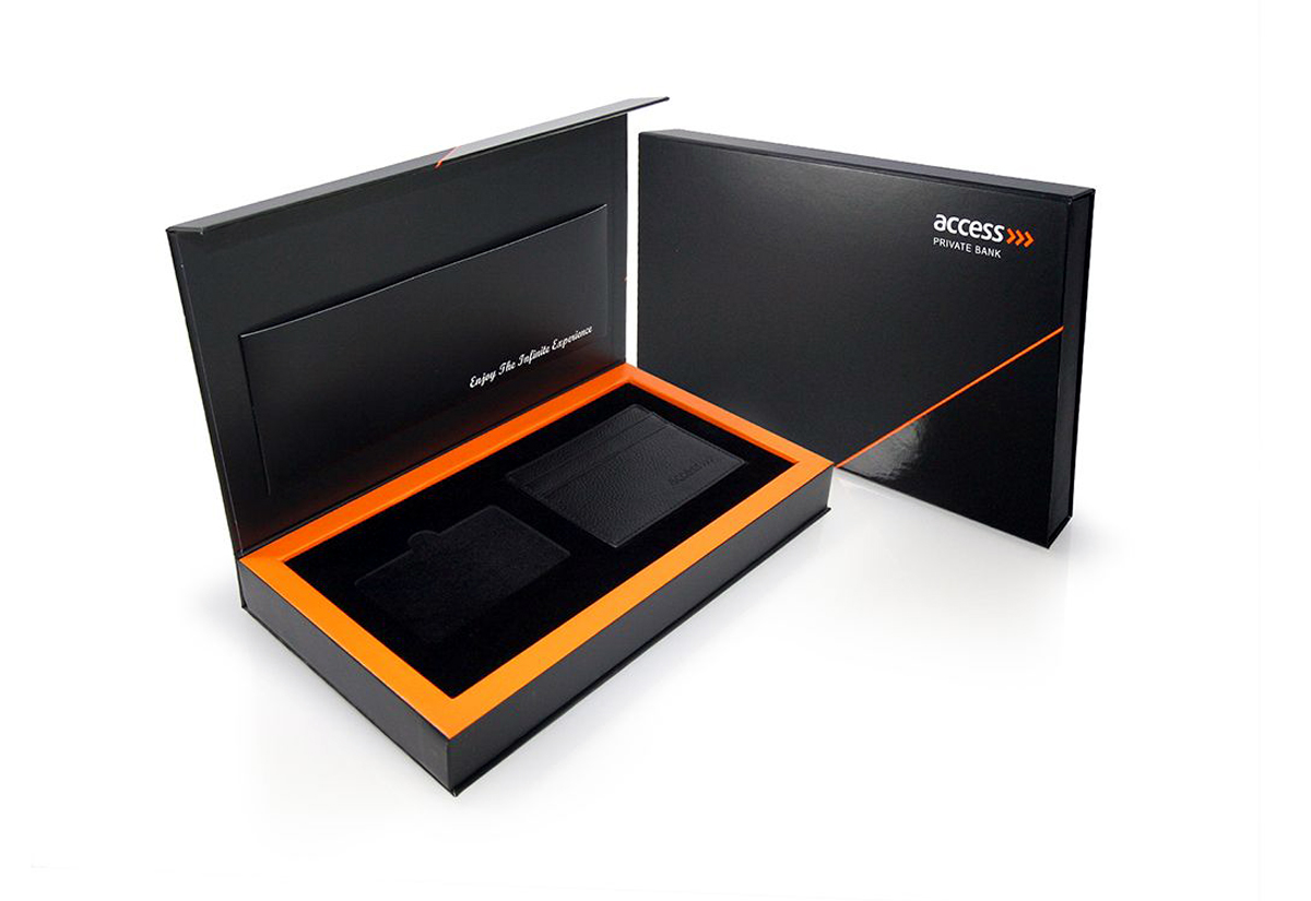 black presentation boxes